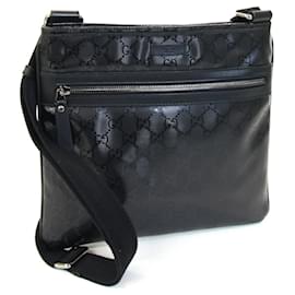 Gucci-Gucci Black PVC Leather Shoulder Bag-Black