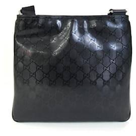 Gucci-Gucci Black PVC Leather Shoulder Bag-Black