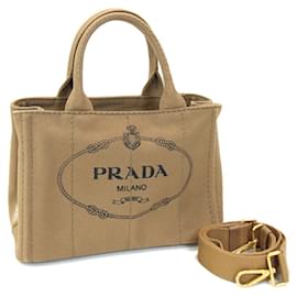 Prada-Prada Canapa B2439G Brown Canvas Handbag-Brown