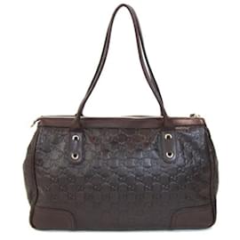 Gucci-Gucci Dark Brown Leather Tote Bag-Dark brown