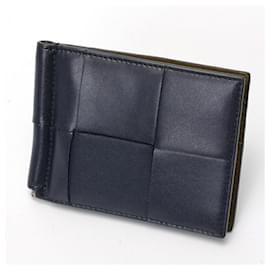 Bottega Veneta-Bottega Veneta Cassette Bi-fold Wallet-Khaki,Navy blue