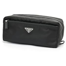 Prada-Prada Re-Nylon x Saffiano Leather Travel Pouch-Black
