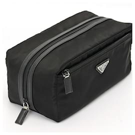 Prada-Prada Re-Nylon x Saffiano Leather Travel Pouch-Black