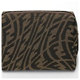 Fendi-Fendi FF Motif Beauty Pouch-Brown