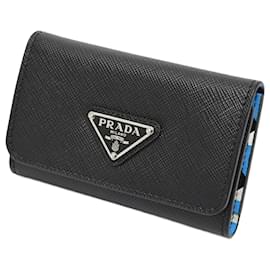 Prada-Prada Saffiano Triangle Key Case-Black