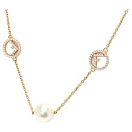 Fendi-Fendi Gold Necklace with Rhinestones-Golden