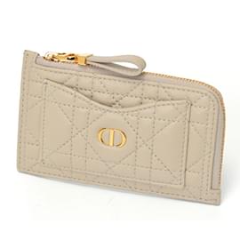 Christian Dior-Christian Dior Dior Caro Cosmos Zip Card Holder Case-Beige
