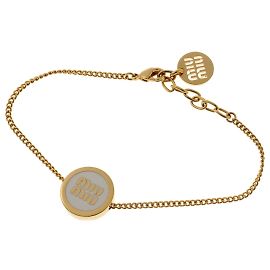 Miu Miu Emaille Metall Charm Armband Weiß