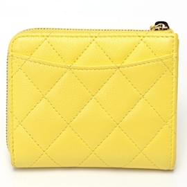 Chanel-Chanel Yellow Grained Calfskin Card Wallet-Yellow