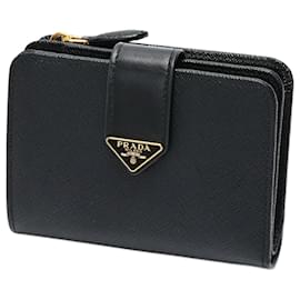 Prada-Prada Saffiano Tab Wallet Bi-fold-Black