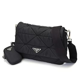 Prada-Prada Padded Re-Nylon Shoulder Bag-Black