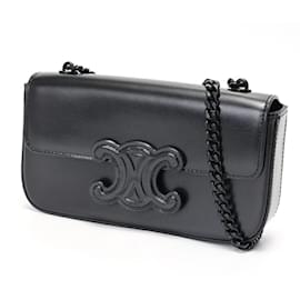 Céline-Celine Cuir Triomphe Chain Shoulder Bag-Black