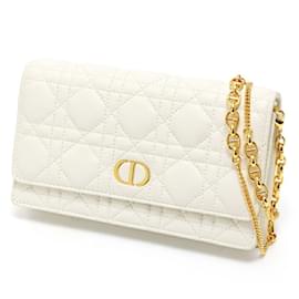 Christian Dior-Christian Dior Dior Caro Chain Pouch Shoulder Bag-White