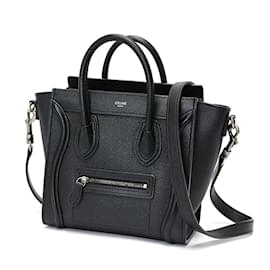 Céline-Celine Luggage Nano Shoulder Bag-Black