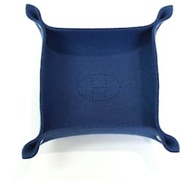 Hermès-Hermes Tray Vid Poche in Blue Felt-Blue