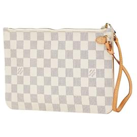 Louis Vuitton-Louis Vuitton Damier Azur Neverfull MM Attached Pouch-White