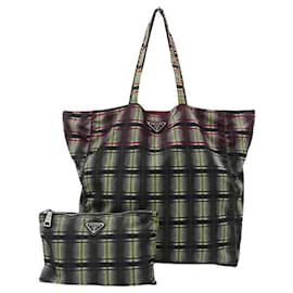Prada-Prada Eco Nylon Tote Bag-Green,Dark red,Purple