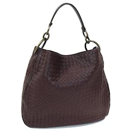 Bottega Veneta-Bottega Veneta Bordeaux Leather Shoulder Bag-Dark red