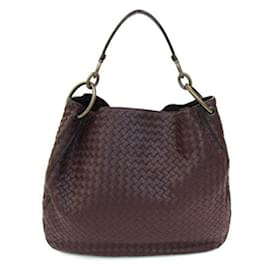 Bottega Veneta-Bottega Veneta Bordeaux Leather Shoulder Bag-Dark red