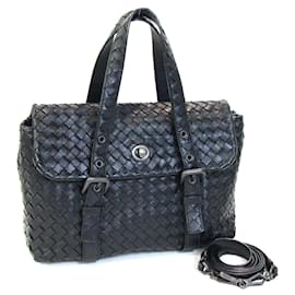 Bottega Veneta-Bottega Veneta Black Leather Shoulder Bag-Black