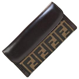 Fendi-Fendi Bi-fold Long Wallet in Brown Jacquard-Brown