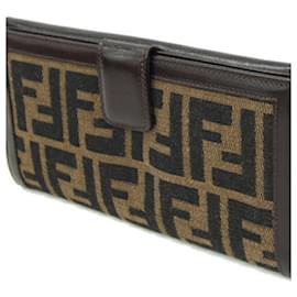 Fendi-Fendi Bi-fold Long Wallet in Brown Jacquard-Brown
