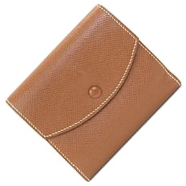 Hermès-Hermes Tri-fold Wallet in Gold Epsom Leather-Golden