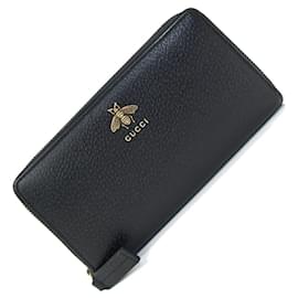 Gucci-Gucci Round Long Wallet Bee 523667-Black