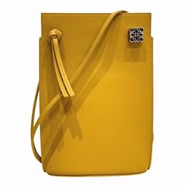 Loewe-Loewe Dice Pocket Yellow Leather Shoulder Bag-Yellow
