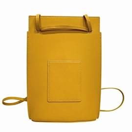 Loewe-Loewe Dice Pocket Yellow Leather Shoulder Bag-Yellow
