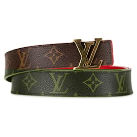 Louis Vuitton-Louis Vuitton Monogram Santur LV Initial Reversible Belt-Brown