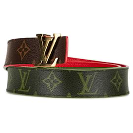 Louis Vuitton-Louis Vuitton Monogram Santur LV Initial Reversible Belt-Brown