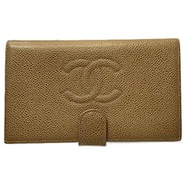 Chanel-Chanel Bi-Fold Wallet in Grained Calfskin-Beige