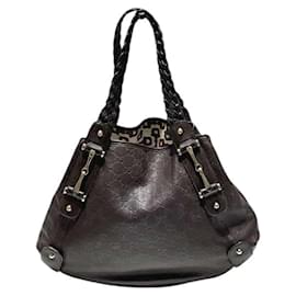Gucci-Gucci Guccissima Horsebit Tote Shoulder Bag-Brown