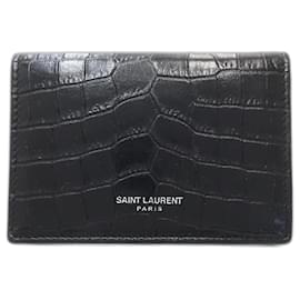 Yves Saint Laurent-Yves Saint Laurent Black Leather Card Case-Black