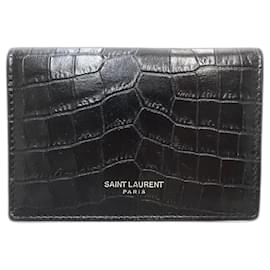 Yves Saint Laurent-Yves Saint Laurent Black Leather Card Case-Black