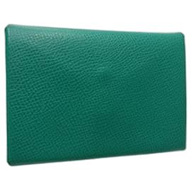 Hermès-Hermes Epsom Leather Coin Purse-Light green