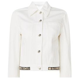 Stella Mc Cartney Jaqueta de denim com logo e listras Stella McCartney Branco