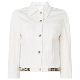 Stella Mc Cartney-Stella Mc Cartney logo stripe denim jacket-White