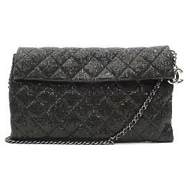 Chanel WOC Pouch Black Glitter and Leather Black
