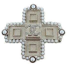 Spilla Chanel a Croce Metallo Oro Champagne D'oro