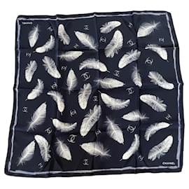 Chanel-Chanel 90cm silk square-Navy blue
