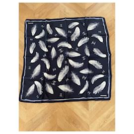 Chanel-Chanel 90cm silk square-Navy blue