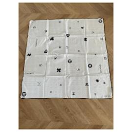Chanel-Chanel 90cm silk square-White