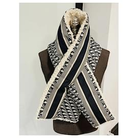 Dior-Dior oblique scarf neck warmer-Navy blue