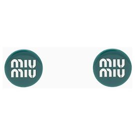 Orecchini Miu Miu clip-on verde e bianco in plastica Verde