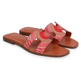 Hermès Oran Mules 38 Rouge