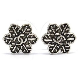 Chanel Ohrringe Blatt Silbermetall Cc Silber
