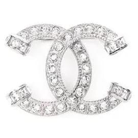 Chanel-Chanel Rhinestone Metal Brooch-Silvery