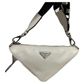 Sac Triangle Prada en Cuir Blanc Blanc